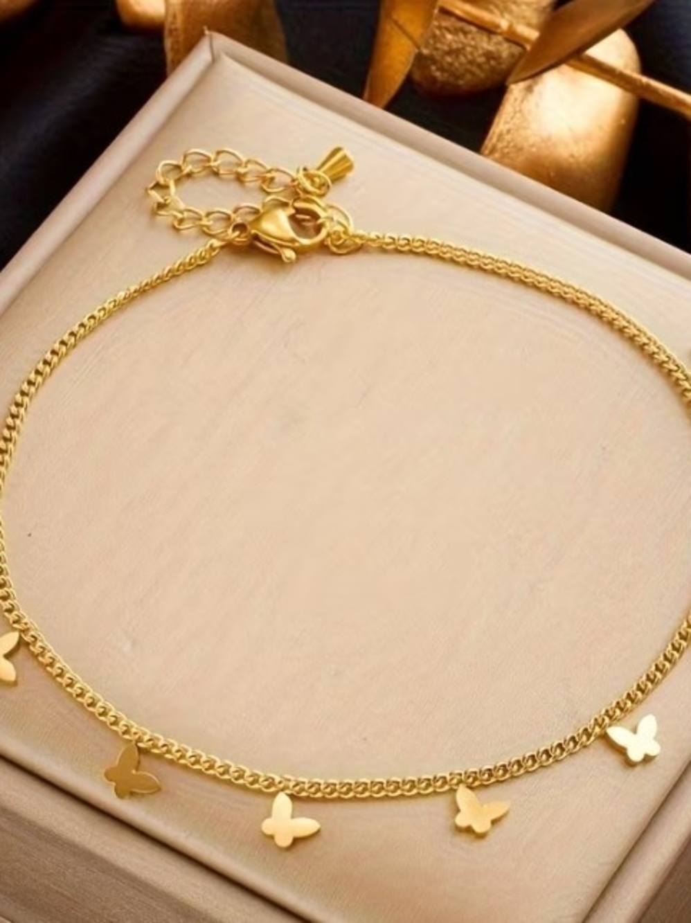 Gold Butterfly Charm Anklet - Women Jewelry